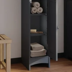 Vicco Midischrank Grau Bianco 18x81x20 cm - Die Badezimmermöbel, Kompakte Bauweise – auch für kleine Bäder geeignet