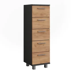 Vicco Midischrank "Ilias", Anthrazit/Goldkraft Eiche, 30.2 x 95 cm