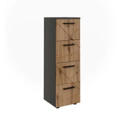 Vicco Midischrank "Irma", Anthrazit/Artisan, 30 x 95 cm mit 4 Schubladen