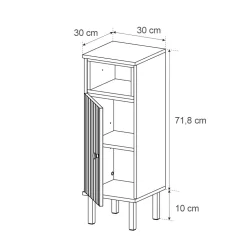 Vicco Midischrank Sonoma Aquis 30x82x30 cm - Die Badezimmermöbel, Kombination aus offenen Fächern und Türen für flexible Nutzung