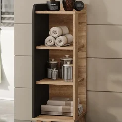 Vicco Midischrank Sonoma/Anthrazit Karen 30x90x35 cm - Die Badezimmermöbel, Mehr Ordnung im Badezimmer durch übersichtliche Ablage