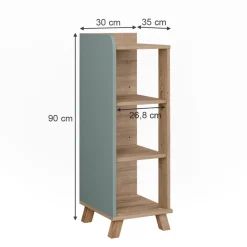Vicco Midischrank Sonoma/Blau Karen 30x90x35 cm - Die Badezimmermöbel, Mehr Ordnung im Badezimmer durch übersichtliche Ablage
