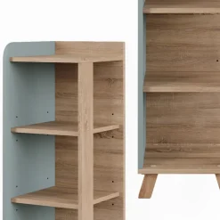 Vicco Midischrank Sonoma/Blau Karen 30x90x35 cm - Die Badezimmermöbel, Mehr Ordnung im Badezimmer durch übersichtliche Ablage