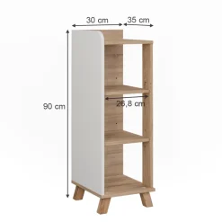 Vicco Midischrank Sonoma/Weiß Karen 30x90x35 cm - Die Badezimmermöbel, Mehr Ordnung im Badezimmer durch übersichtliche Ablage
