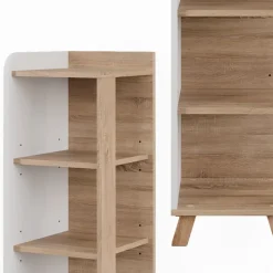 Vicco Midischrank Sonoma/Weiß Karen 30x90x35 cm - Die Badezimmermöbel, Mehr Ordnung im Badezimmer durch übersichtliche Ablage