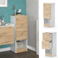 Vicco Midischrank Weiß Alf 35x92x30 cm - Die Badezimmermöbel, Mehr Stauraum ohne Bodenfläche zu nutzen