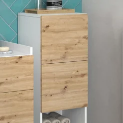 Vicco Midischrank Weiß Alf 35x92x30 cm - Die Badezimmermöbel, Mehr Stauraum ohne Bodenfläche zu nutzen