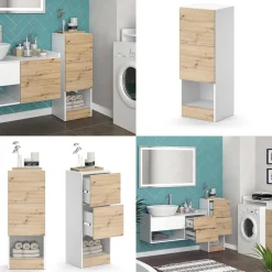 Vicco Midischrank Weiß Alf 35x92x30 cm - Die Badezimmermöbel, Mehr Stauraum ohne Bodenfläche zu nutzen