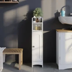 Vicco Midischrank Weiß Bianco 18x81x20 cm - Die Badezimmermöbel, Kompakte Bauweise – auch für kleine Bäder geeignet