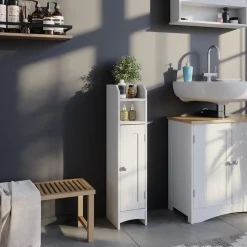 Vicco Midischrank Weiß Bianco 18x81x20 cm - Die Badezimmermöbel, Kompakte Bauweise – auch für kleine Bäder geeignet