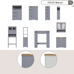 Vicco Midischrank Weiß Bianco 18x81x20 cm - Die Badezimmermöbel, Kompakte Bauweise – auch für kleine Bäder geeignet