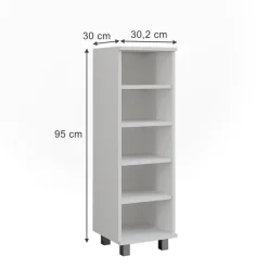 Vicco Midischrank Weiß Ilias 30x95x30 cm - Die Badezimmermöbel, Mehr Ordnung im Badezimmer durch übersichtliche Ablage