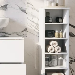 Vicco Midischrank Weiß Ilias 30x95x30 cm - Die Badezimmermöbel, Mehr Ordnung im Badezimmer durch übersichtliche Ablage