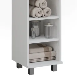 Vicco Midischrank Weiß Ilias 30x95x30 cm - Die Badezimmermöbel, Mehr Ordnung im Badezimmer durch übersichtliche Ablage