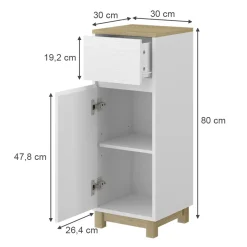 Vicco Midischrank Weiß Livia 30x80x30 cm - Badschrank, Nutzt den Raum über der Toilette clever aus