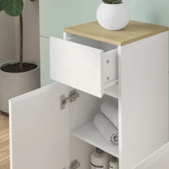 Vicco Midischrank Weiß Livia 30x80x30 cm - Badschrank, Nutzt den Raum über der Toilette clever aus