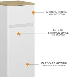 Vicco Midischrank Weiß Livia 30x80x30 cm - Badschrank, Nutzt den Raum über der Toilette clever aus
