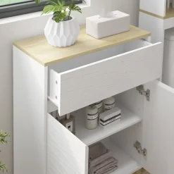 Vicco Midischrank Weiß Livia 60x80x30 cm - Badezimmermöbel, Nutzt den Raum über der Toilette clever aus