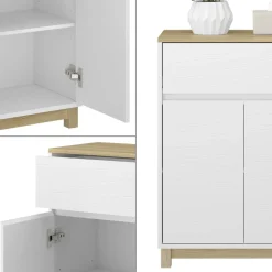 Vicco Midischrank Weiß Livia 60x80x30 cm - Badezimmermöbel, Nutzt den Raum über der Toilette clever aus