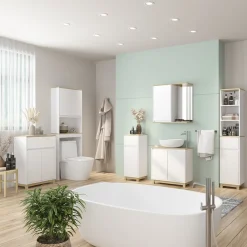 Vicco Midischrank Weiß Livia 60x80x30 cm - Badezimmermöbel, Nutzt den Raum über der Toilette clever aus