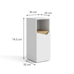 Vicco Midischrank Weiß Marelle 30x75x35 cm - Die Badezimmermöbel, Grifflose Fronten für eine moderne Optik