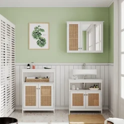 Vicco Midischrank Weiß Rosario 60x80x30 cm - Die Badezimmermöbel, Viel Stauraum oben und unten