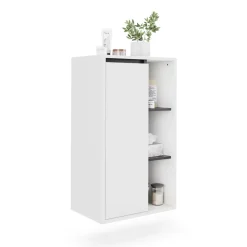 Vicco Midischrank Weiß/Grau Viola 50x86x33 cm - Die Badezimmermöbel, Leichte Reinigung des Bodens dank wandhängender Montage