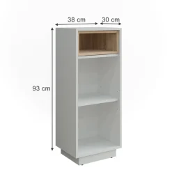 Vicco Midischrank Weiß/Sonoma Beatrice 38x93x30 cm - Aufbewahrungsschrank, Viel Stauraum für Handtücher, Kosmetik & Pflegeprodukte