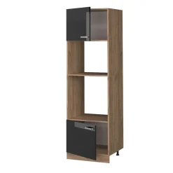 Vicco Mikrowellenschrank "R-Line", Schwarz Hochglanz, 60 cm