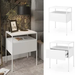 Vicco Nachttisch Mira, Nachtkommode, Weiß, 40 x 50 cm