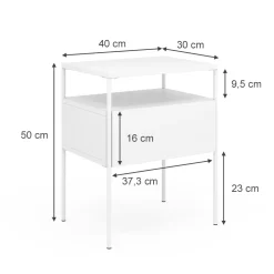 Vicco Nachttisch Mira, Nachtkommode, Weiß, 40 x 50 cm