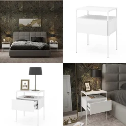 Vicco Nachttisch Mira, Nachtkommode, Weiß, 40 x 50 cm