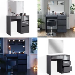 Vicco Schminktisch Anthrazit Sherry 90x75x40 cm - Kosmetiktisch, 4 Schubladen für unterschiedliche Aufbewahrungsbedürfnisse