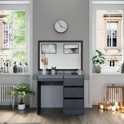 Vicco Schminktisch Anthrazit Sherry 90x75x40 cm - Frisiertisch, 4 Schubladen für unterschiedliche Aufbewahrungsbedürfnisse