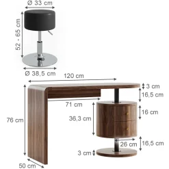 Vicco Schminktisch Eiche rustikal Lara 120x76x50 cm - Der Frisiertisch, Große Tischfläche für Make-up, Schmuck und Styling-Utensilien