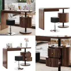 Vicco Schminktisch Eiche rustikal Lara 120x76x50 cm - Der Frisiertisch, Große Tischfläche für Make-up, Schmuck und Styling-Utensilien