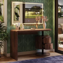 Vicco Schminktisch Eiche rustikal Lara 120x76x50 cm - Der Kosmetiktisch, Große Tischfläche für Make-up, Schmuck und Styling-Utensilien