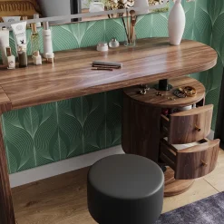 Vicco Schminktisch Eiche rustikal Lara 120x76x50 cm - Der Frisiertisch, Große Tischfläche für Make-up, Schmuck und Styling-Utensilien