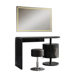 Vicco Schminktisch Schwarz Hochglanz Lara 120x76x50 cm - Frisiertisch, Große Tischfläche für Make-up, Schmuck und Styling-Utensilien