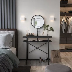 Vicco Schminktisch Schwarz Skip 80x76.5x40 cm - Kosmetiktisch, Kompaktes Format – passt auch in kleine Schlafzimmer & Nischen