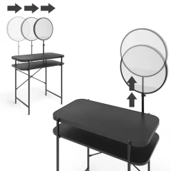 Vicco Schminktisch Schwarz Skip 80x76.5x40 cm - Kosmetiktisch, Kompaktes Format – passt auch in kleine Schlafzimmer & Nischen