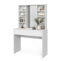 Vicco Schminktisch Weiß Alexa 93x147x40 cm - Kosmetiktisch, Schafft sofort ein aufgeräumtes Beauty-Setup