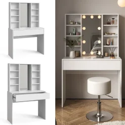 Vicco Schminktisch Weiß Alexa 93x147x40 cm - Kosmetiktisch, Schafft sofort ein aufgeräumtes Beauty-Setup