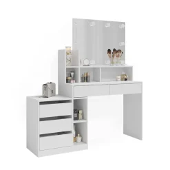 Vicco Schminktisch Weiß Anja 139.8x115x40 cm - Frisiertisch, Schubladen für Ordnung im Chaos