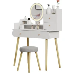 Vicco Schminktisch Weiß Edda 100x130x40 cm - Frisiertisch, Perfekte Lösung für kleine Räume – maximale Nutzung von Stauraum