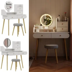 Vicco Schminktisch Weiß Edda 100x130x40 cm - Frisiertisch, Perfekte Lösung für kleine Räume – maximale Nutzung von Stauraum