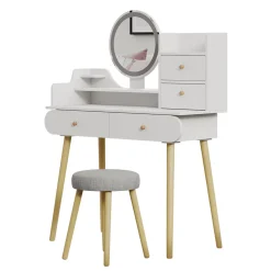 Vicco Schminktisch Weiß Edda 100x130x40 cm - Frisiertisch, Perfekte Lösung für kleine Räume – maximale Nutzung von Stauraum