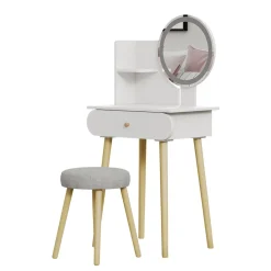 Vicco Schminktisch Weiß Edda 60x127x40 cm - Frisiertisch, Perfekte Lösung für kleine Räume – maximale Nutzung von Stauraum