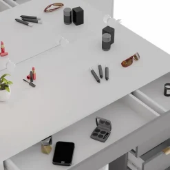 Vicco Schminktisch Weiß/Grau/Grau Elise 115x76x55 cm - Frisiertisch, Schubladensystem für Ordnung im Alltag