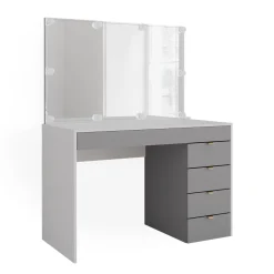 Vicco Schminktisch Weiß/Grau/Grau Elise 115x76x55 cm - Frisiertisch, Schubladensystem für Ordnung im Alltag